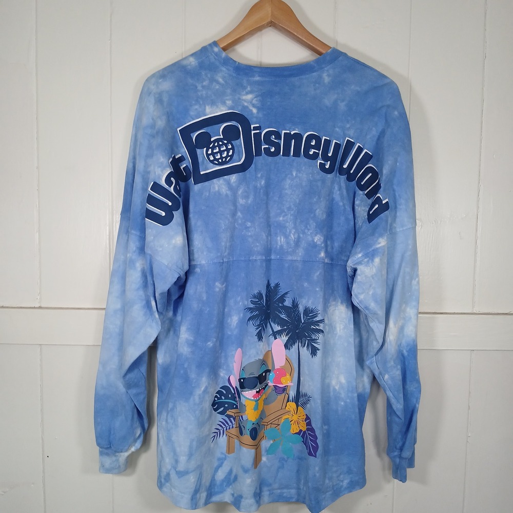 Disney Stitch Spirit Jersey Mens XL Blue Tie Dye Walt Disney World Long Sleeve